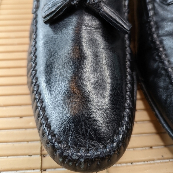Massimo Emporio Men Black Leather Loafers Tassel  Shoes Size 8.5M.  156pm main image 3